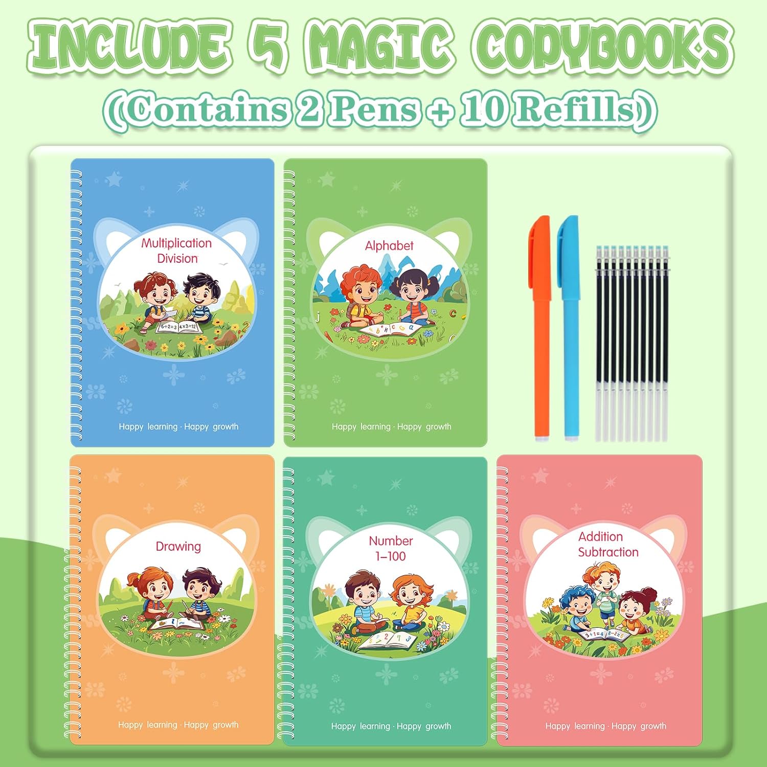 Reusable Grooved Handwriting Workbooks,Magic Copybook,Magic Writing Practice copy books, to help children improve their handwriting ink Practice Age 3-8 ​Calligraphy for kids(Character edition)