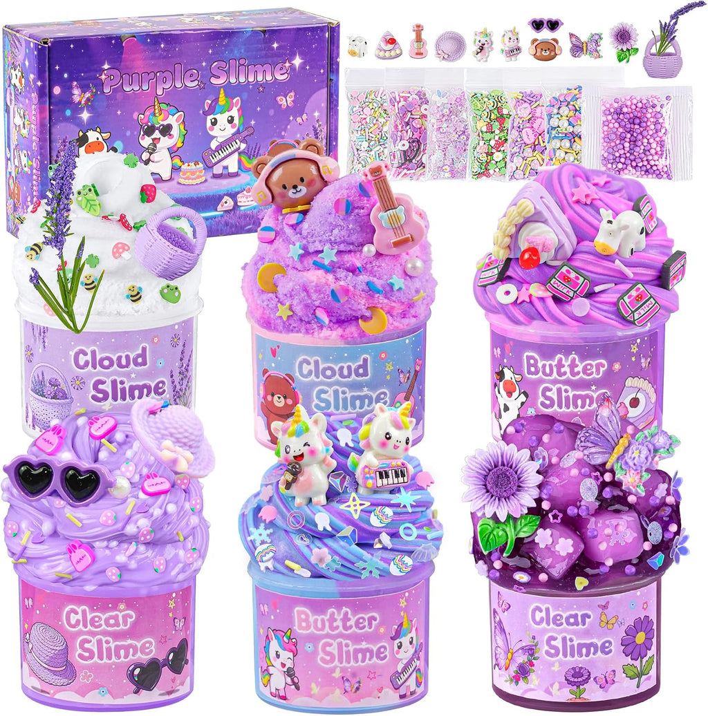 6-Pack Pink Slime Kit for Girls, Cloud Butter Squishy Birthday Gift Set