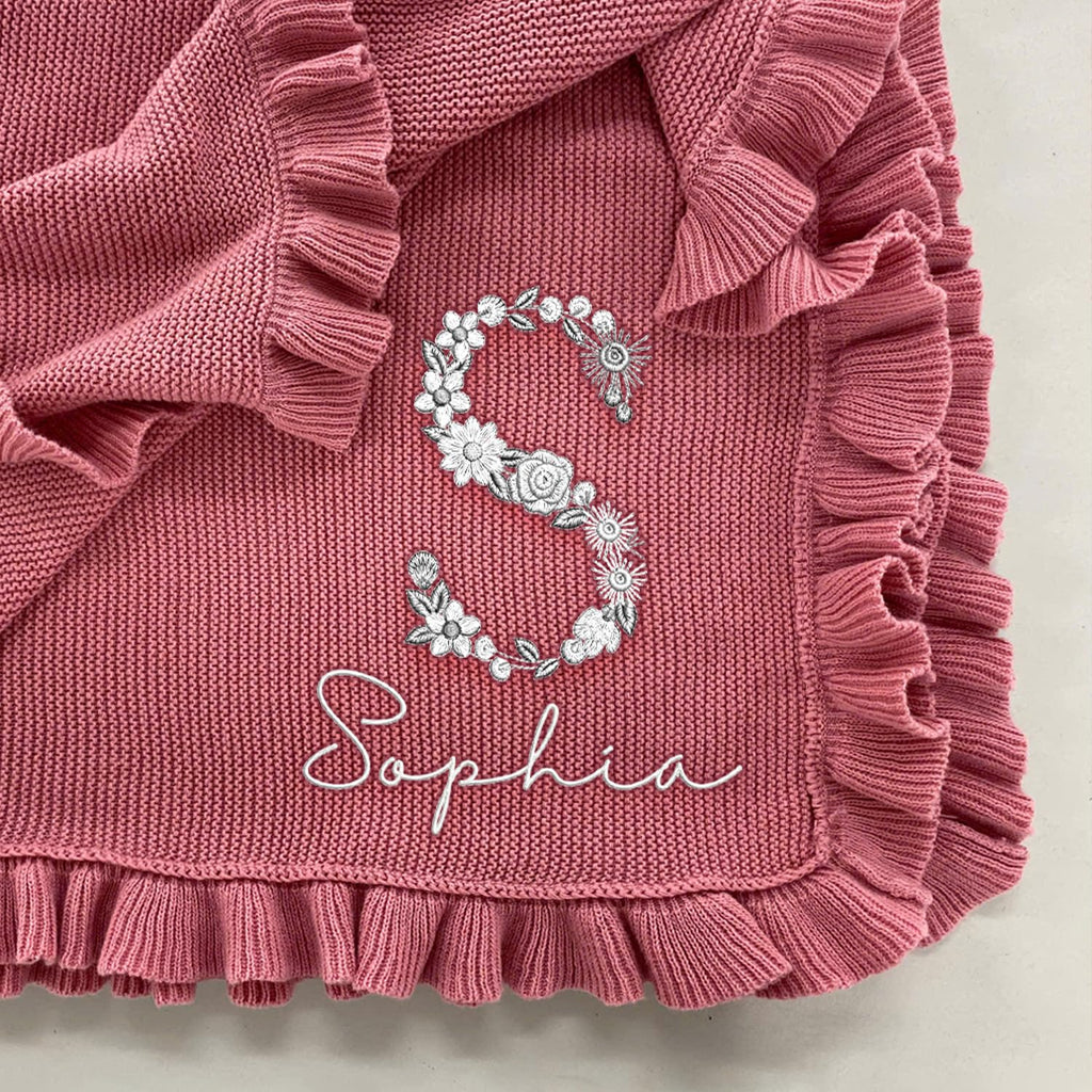 Luxury Personalized Name Baby Blanket, Hand-Embroidered Name Baby Blanket, Soft Breathable Cotton Knit Kids Blankets, Newborn Kid Gift, New Mom Gifts, Newborn Kids Girl & Boy Gift 10