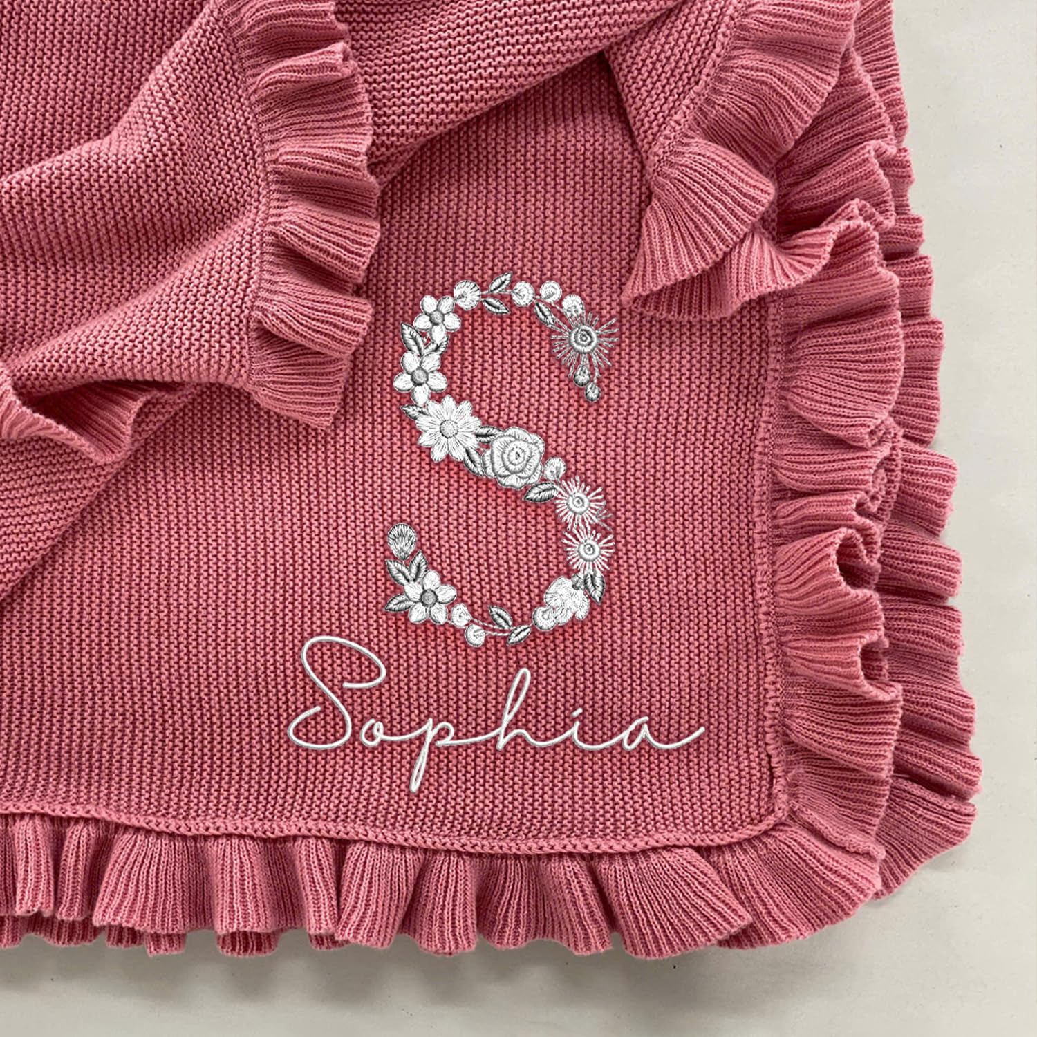 Luxury Personalized Name Baby Blanket, Hand-Embroidered Name Baby Blanket, Soft Breathable Cotton Knit Kids Blankets, Newborn Kid Gift, New Mom Gifts, Newborn Kids Girl & Boy Gift 10