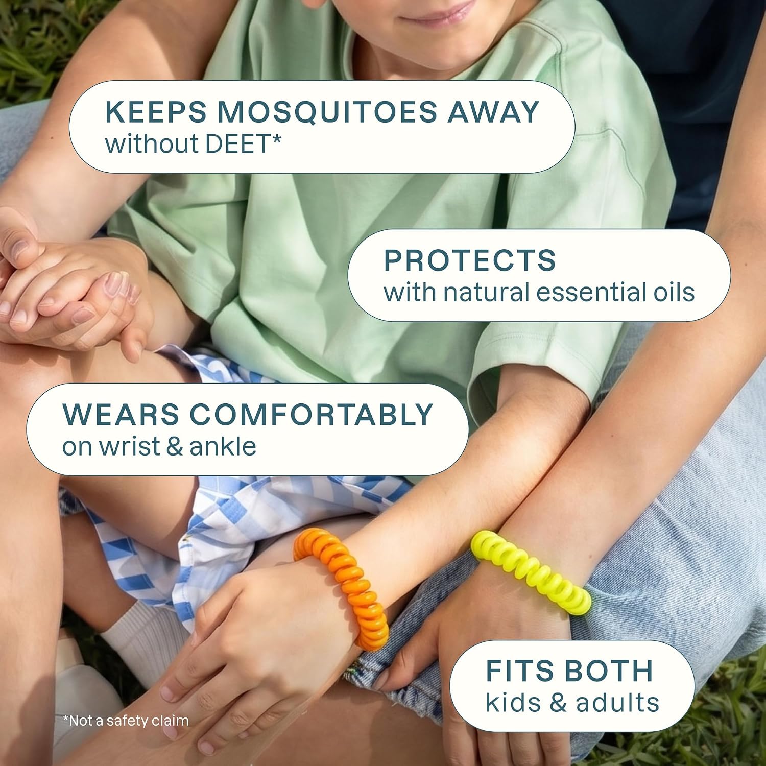 Cliganic 10 Pack Mosquito Repellent Bracelets for Adults & Kids - Natural DEET-Free Bands, Individually Wrapped