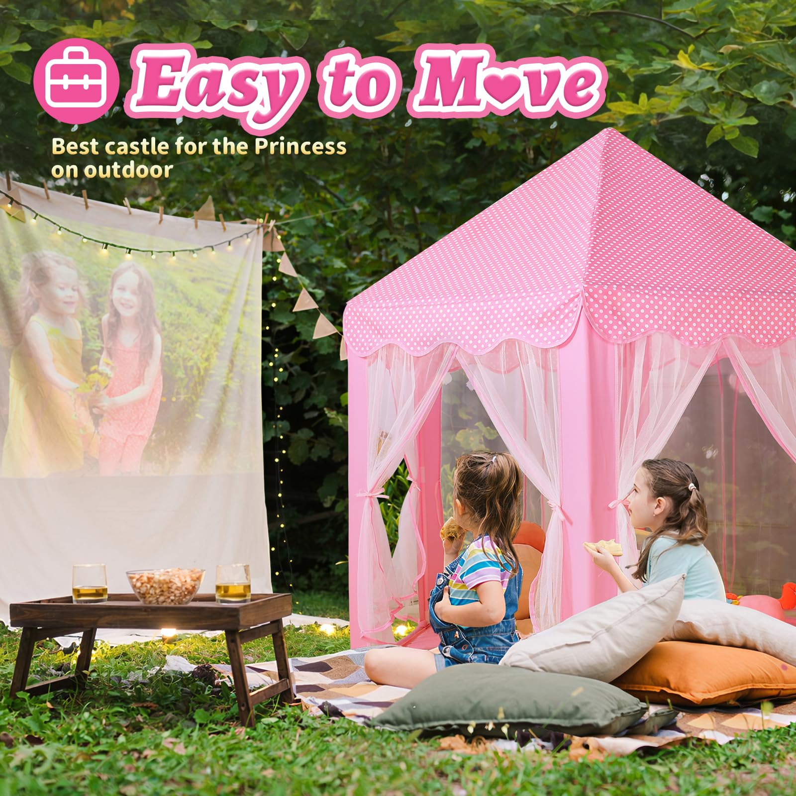 Princess Tent Girls Large Playhouse Kids Castle Play Tent with Star Lights Toy for Children Indoor and Outdoor Games, 55'' x 53'' (DxH)