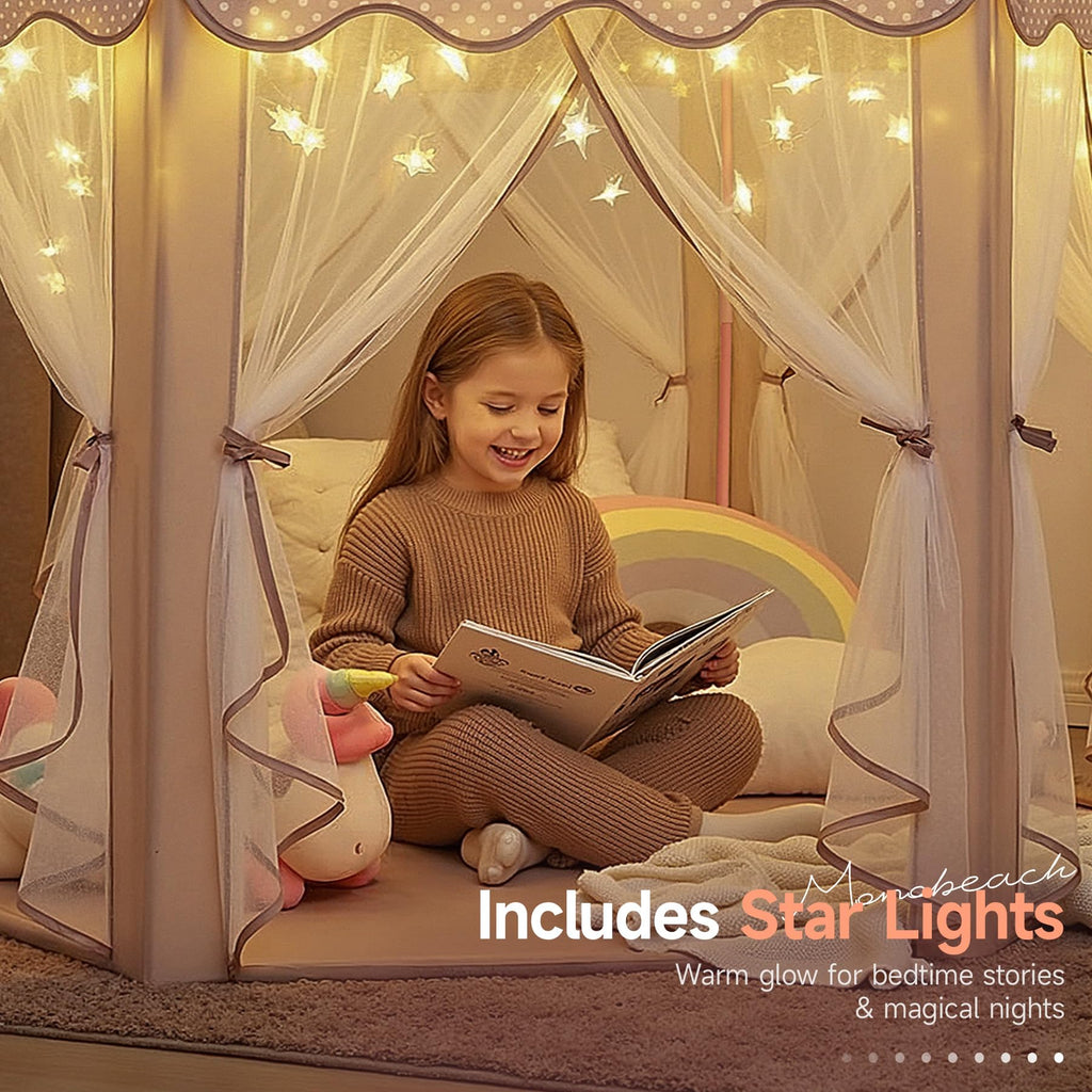 Princess Tent Girls Large Playhouse Kids Castle Play Tent with Star Lights Toy for Children Indoor and Outdoor Games, 55'' x 53'' (DxH)