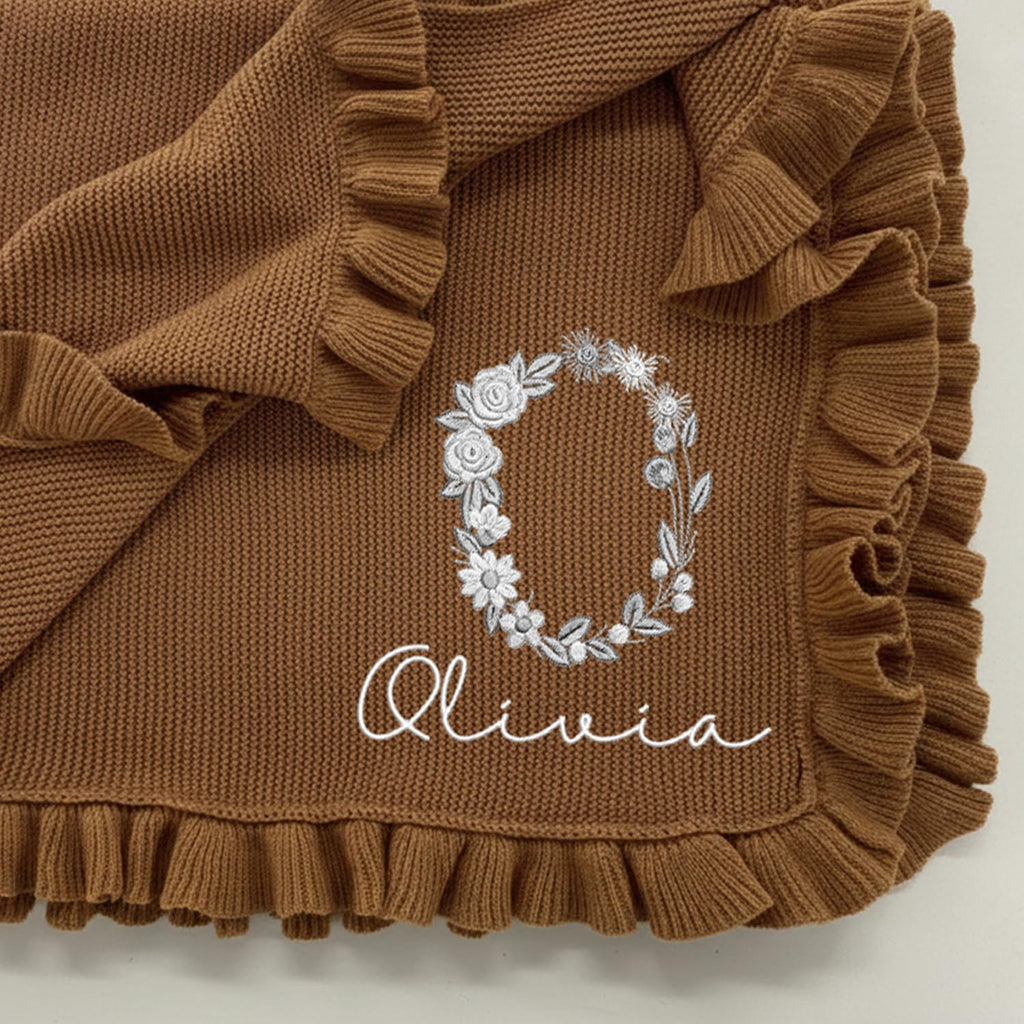 Luxury Personalized Name Baby Blanket, Hand-Embroidered Name Baby Blanket, Soft Breathable Cotton Knit Kids Blankets, Newborn Kid Gift, New Mom Gifts, Newborn Kids Girl & Boy Gift 10
