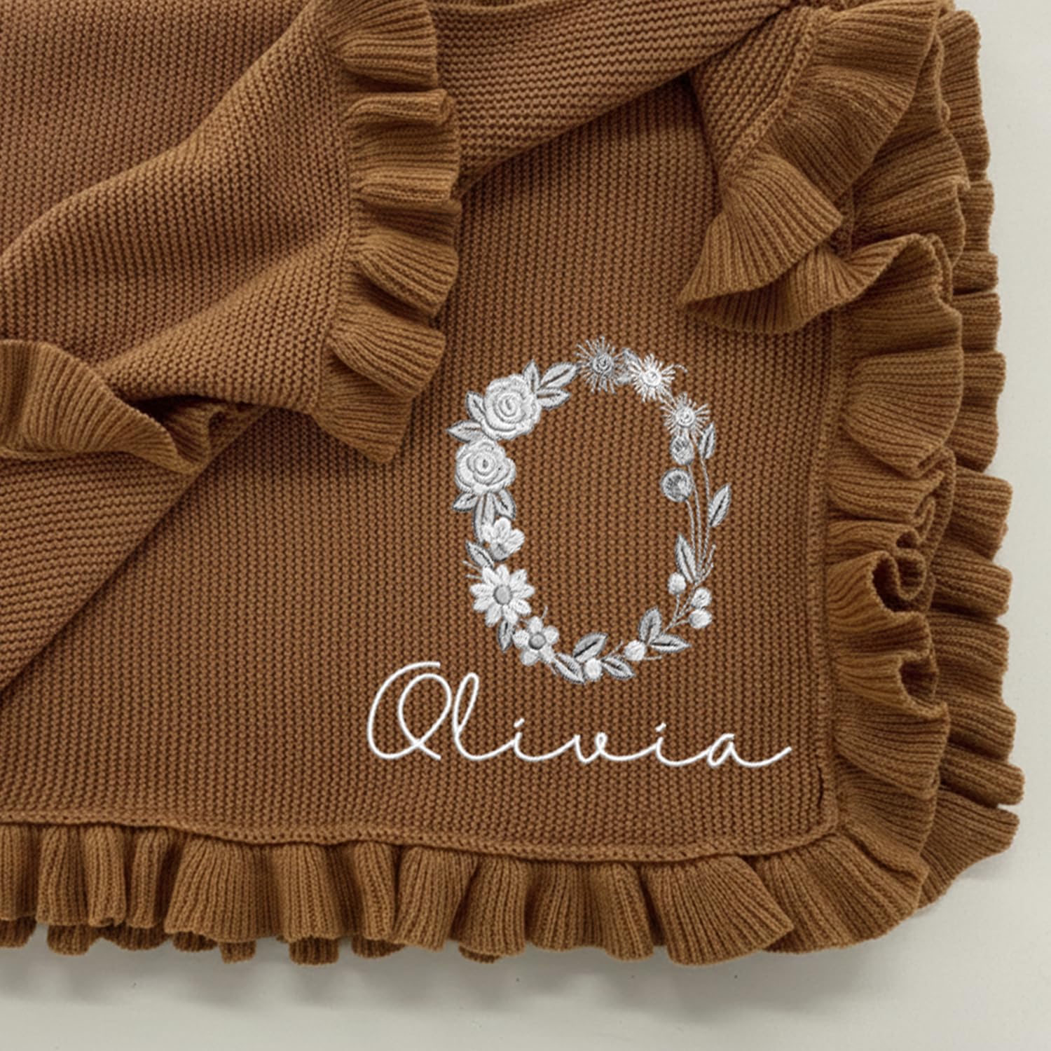 Luxury Personalized Name Baby Blanket, Hand-Embroidered Name Baby Blanket, Soft Breathable Cotton Knit Kids Blankets, Newborn Kid Gift, New Mom Gifts, Newborn Kids Girl & Boy Gift 10