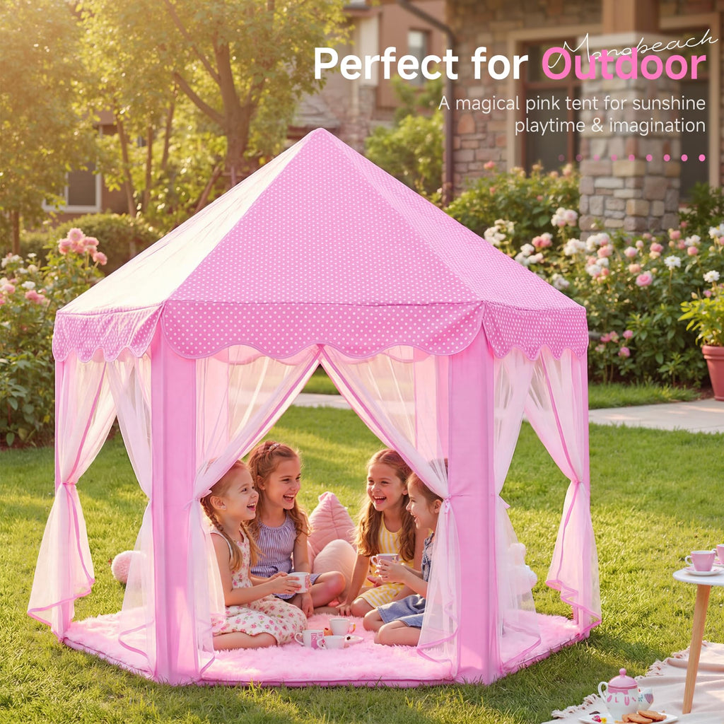Princess Tent Girls Large Playhouse Kids Castle Play Tent with Star Lights Toy for Children Indoor and Outdoor Games, 55'' x 53'' (DxH)