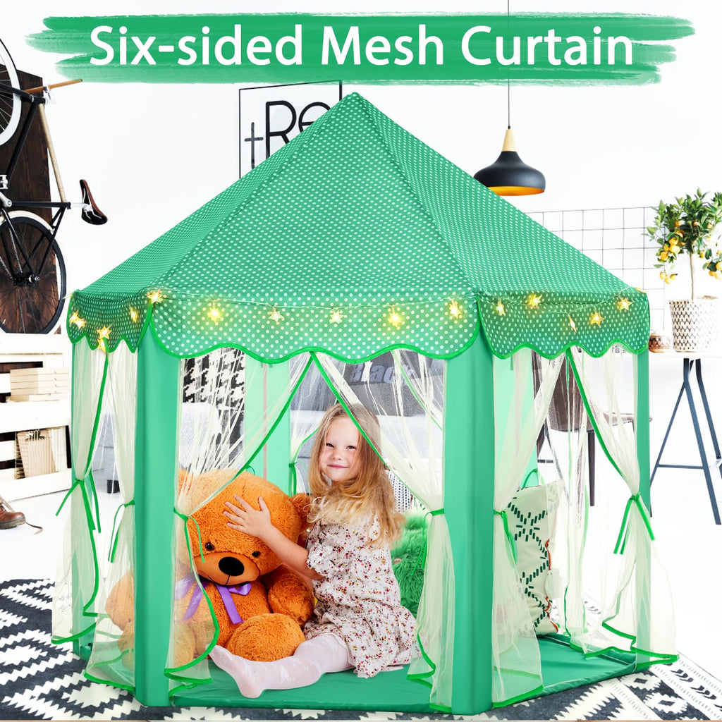 Princess Tent Girls Large Playhouse Kids Castle Play Tent with Star Lights Toy for Children Indoor and Outdoor Games, 55'' x 53'' (DxH)