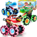 JOYIN 3 Pack Monster Truck Toy - Motion Activated Light Up Cars for Kids - Monster Glow Rover LED Wheels - Kids Boy Toys - Press and Go Dinosaur Trucks for Kids Boy Birthday Gifts