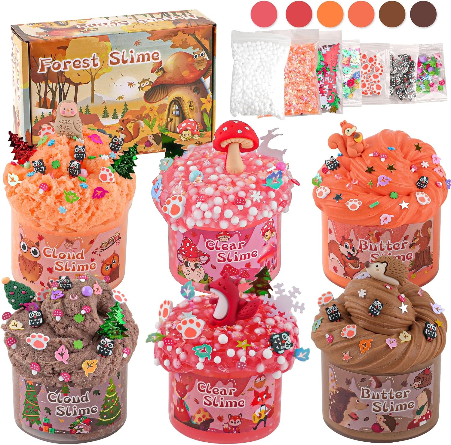 6-Pack Pink Slime Kit for Girls, Cloud Butter Squishy Birthday Gift Set