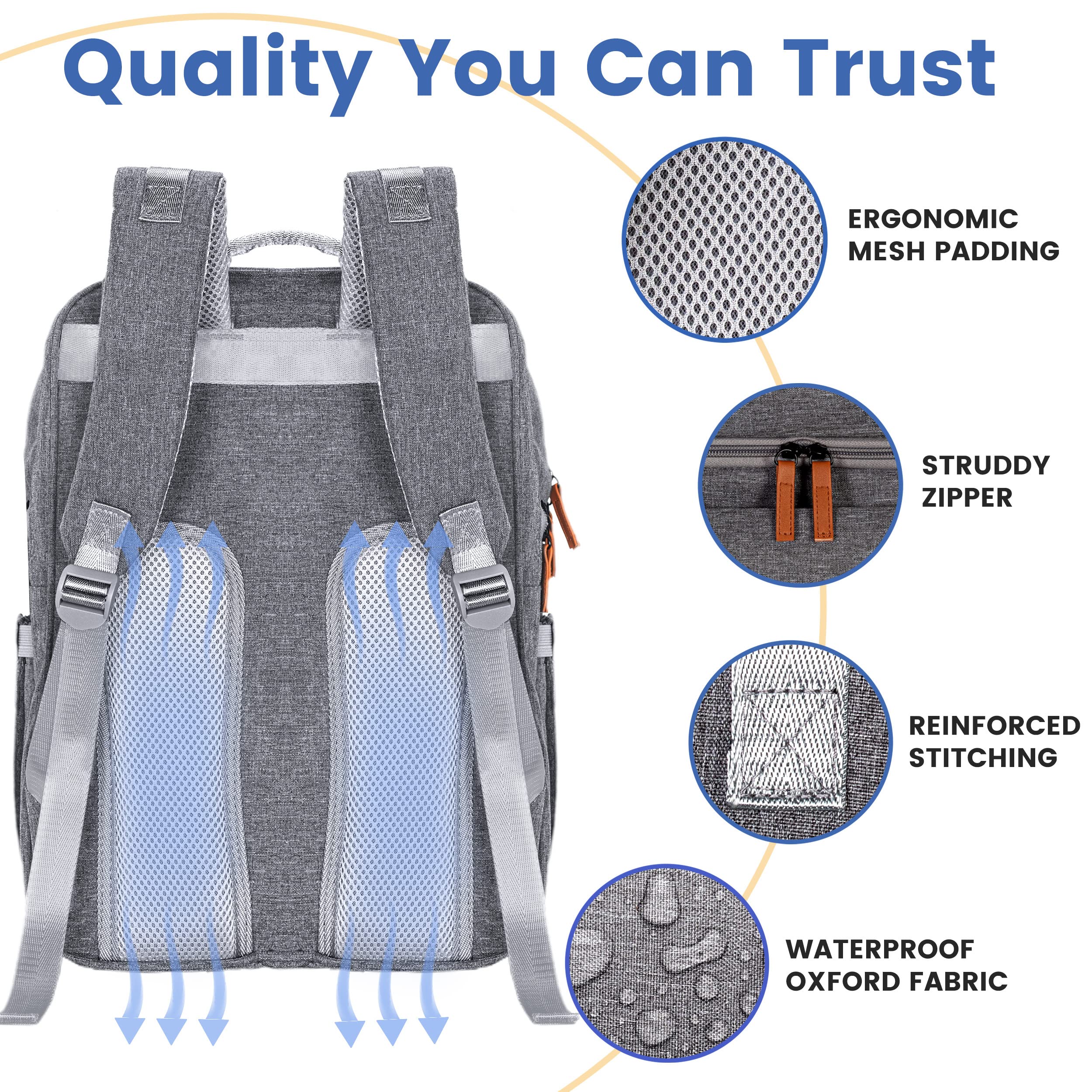Baby Diaper Bag Backpack - Baby Bag for Girls & Boys, Large Waterproof Diaper Backpack - Baby Shower Gifts for Boys & Registry Must Haves - Travel Diaper Bags with Changing Pad - Newborn Stuff