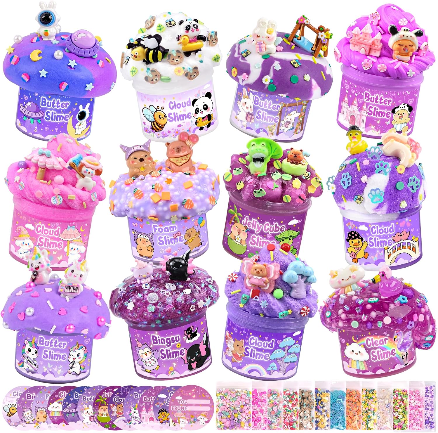 6-Pack Pink Slime Kit for Girls, Cloud Butter Squishy Birthday Gift Set