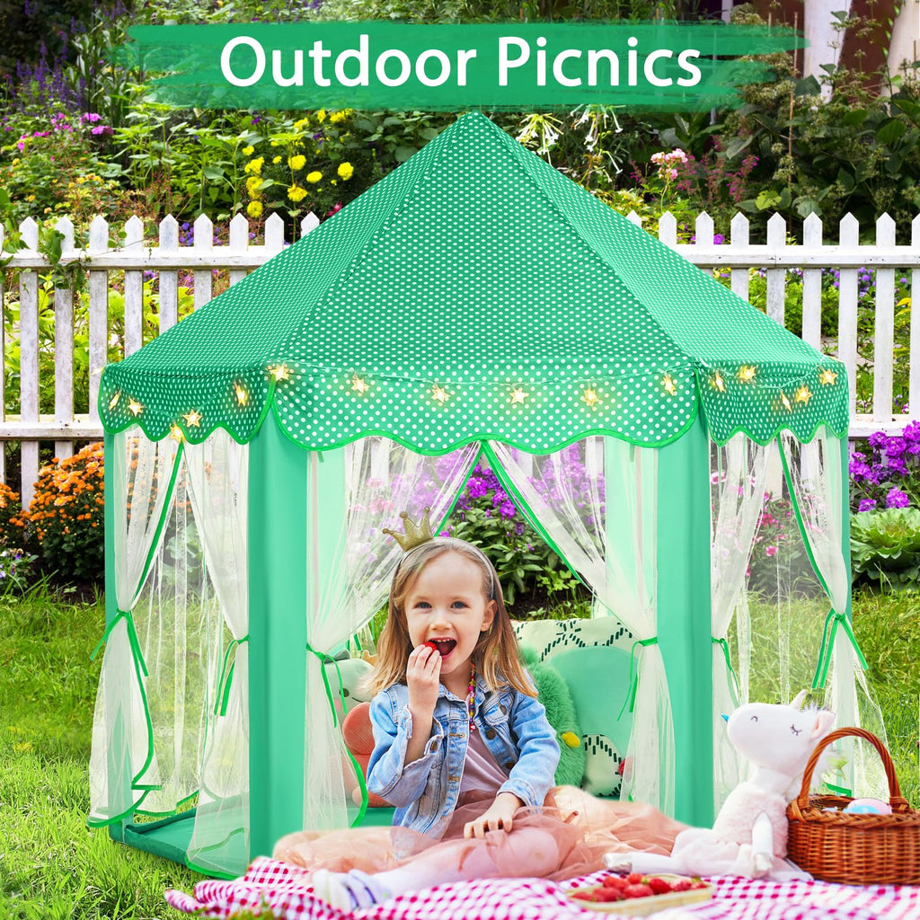 Princess Tent Girls Large Playhouse Kids Castle Play Tent with Star Lights Toy for Children Indoor and Outdoor Games, 55'' x 53'' (DxH)