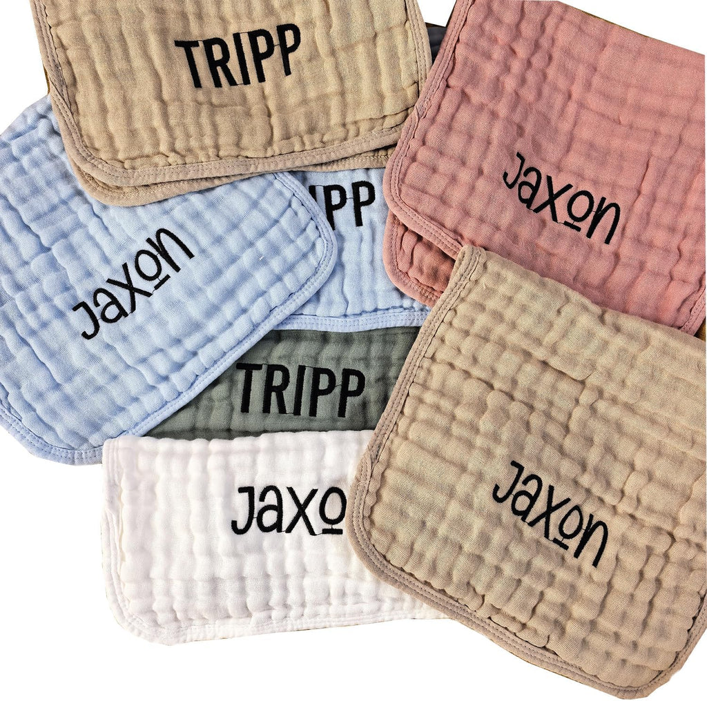 Personalized Muslin Burp Cloths 100% Cotton Baby Washcloths for Boy Girl Baby Essentials 6 Layers Extra Absorbent and Soft Baby Rags for Newborn Registry (20" X10")