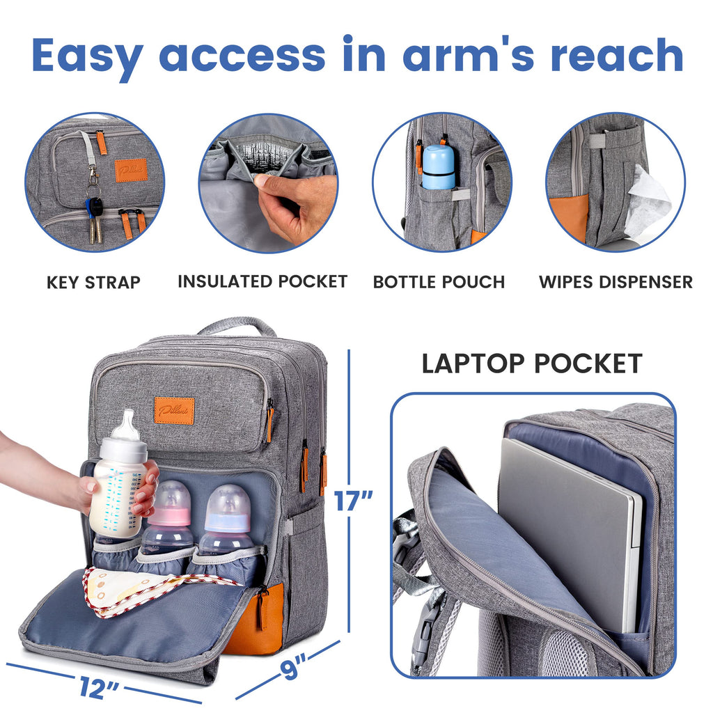 Baby Diaper Bag Backpack - Baby Bag for Girls & Boys, Large Waterproof Diaper Backpack - Baby Shower Gifts for Boys & Registry Must Haves - Travel Diaper Bags with Changing Pad - Newborn Stuff
